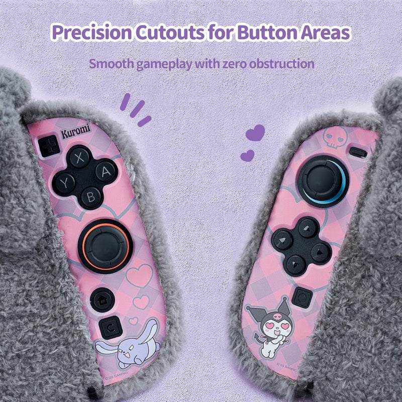 Kuitmor Cute Plush Protective Case Compatible with Switch 2 (2025), Anti-Scratch and Shock-Absorption Hard PC Shell Cover for Switch 2 Game Console and Joystick Controller - KLM - Image 4